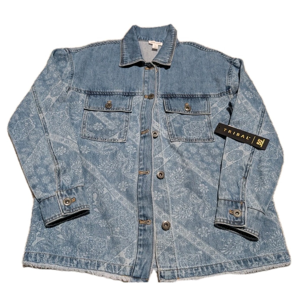 Tribal Jeans‎ Floral Print Denim Jacket Women's Size Small-P New w/Tags